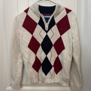 Tommy Hilfiger boys Zip Up Sweater - Red, Navy, White small size 8 - D